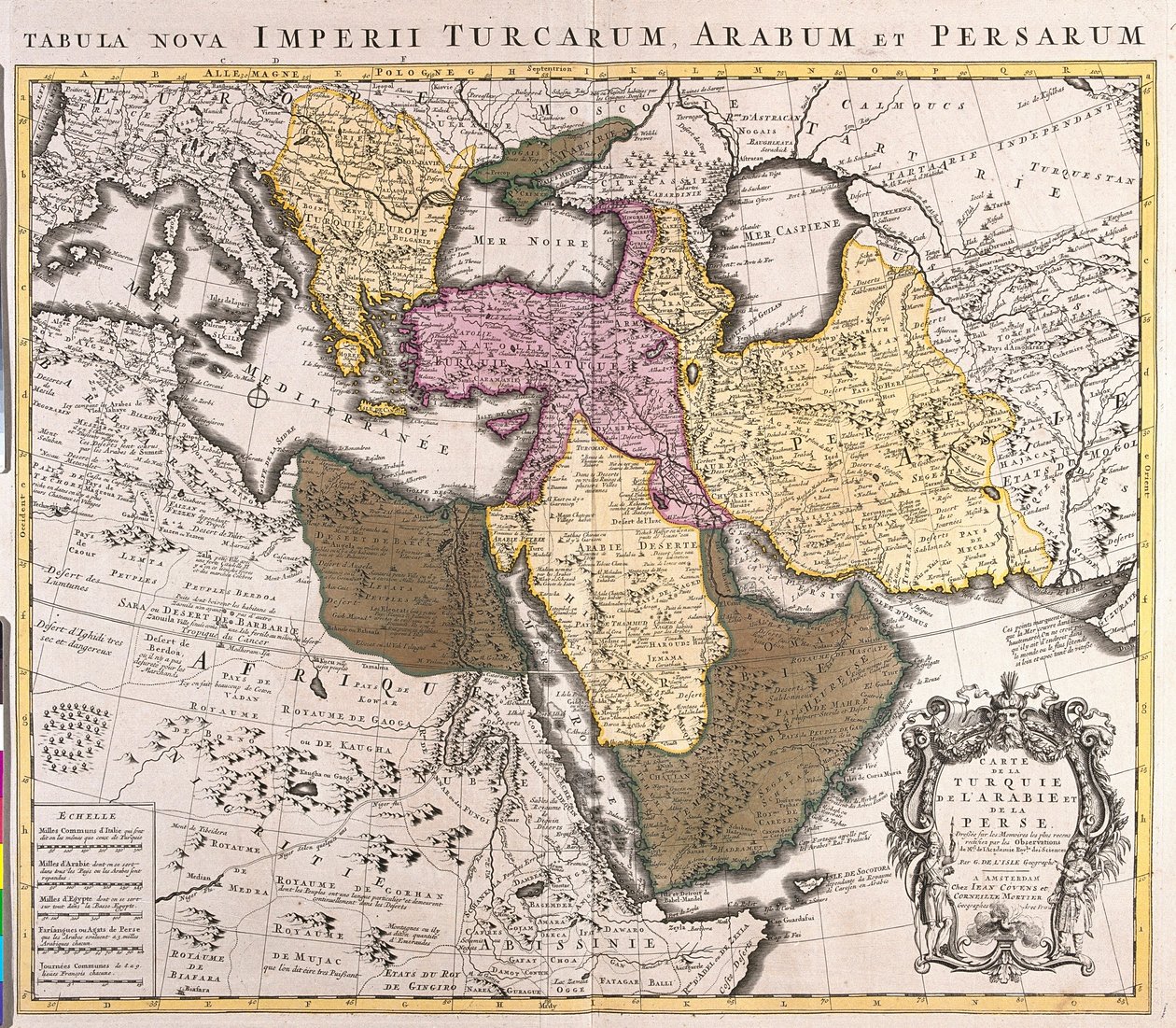 Map of the Middle East: Turkish Empire, Persia and Arabian Peninsula (etching) by Guillaume Delisle