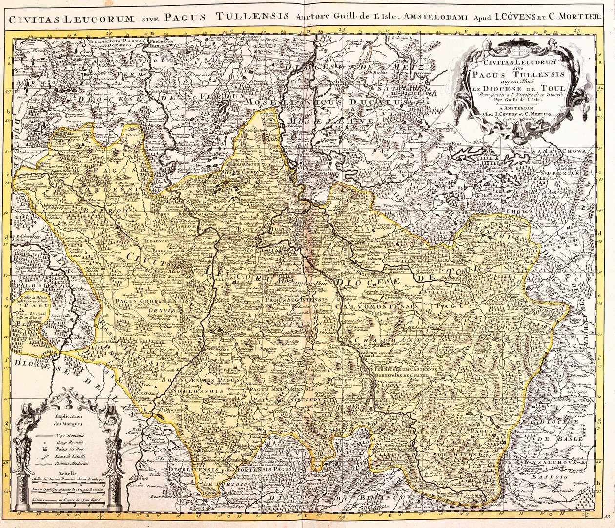 Map of the Diocese of Toul (Lorraine, France) (etching) by Guillaume Delisle