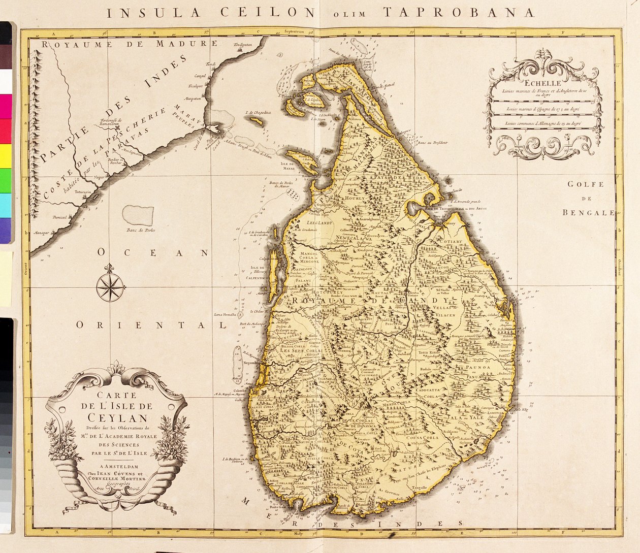 Map of the island of Ceylon (Sri Lanka) (etching) by Guillaume Delisle