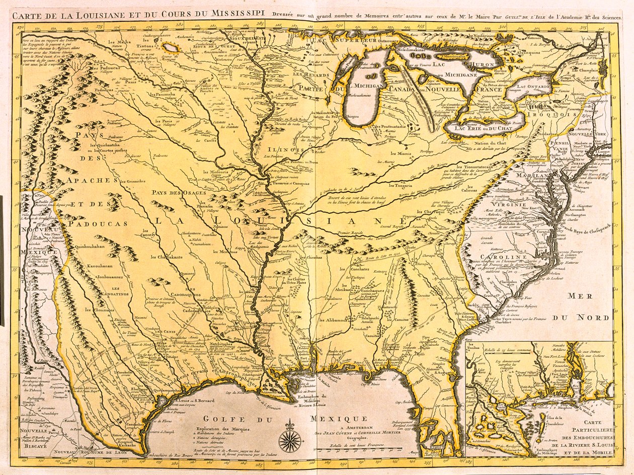 Montana, North Dakota, Minnesota, Wisconsin, Michigan, New York, Wyoming, South Dakota, Nebraska, Iowa, Illinois, Indiana, Ohio, Pennsylvania, Colorado, Kansas, Missouri, Kentucky, West Virginia, Oklahoma, Arkansas, Tennessee, Texas, Louisiana, Mississippi by Guillaume Delisle