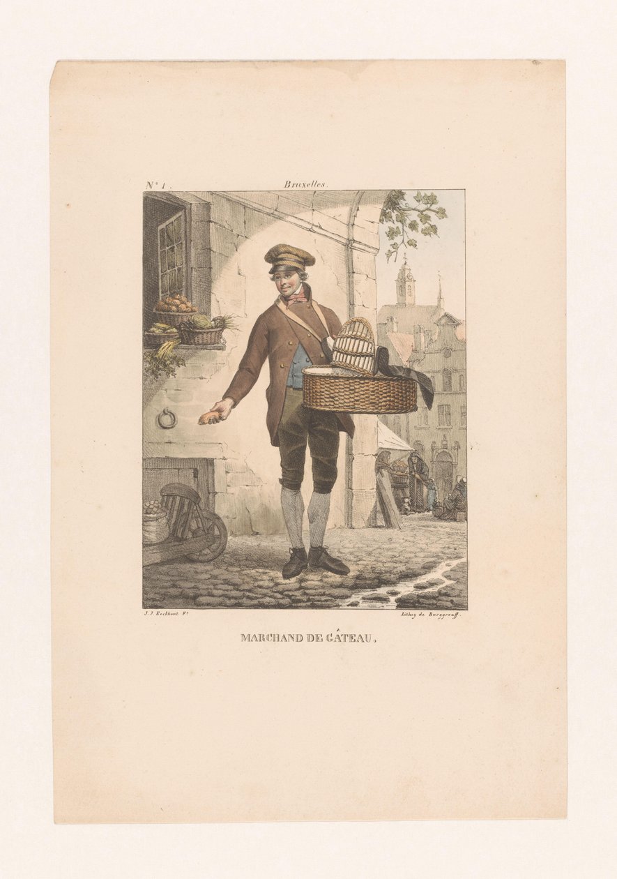 Pastry Seller in Brussels by Guillaume Philidor Van den Burggraaff