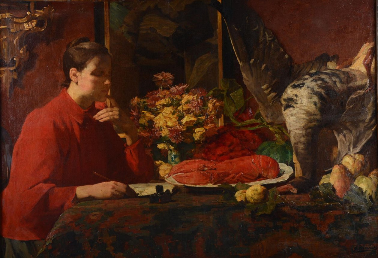 Lady with a Lobster by Gustaaf Vanaise