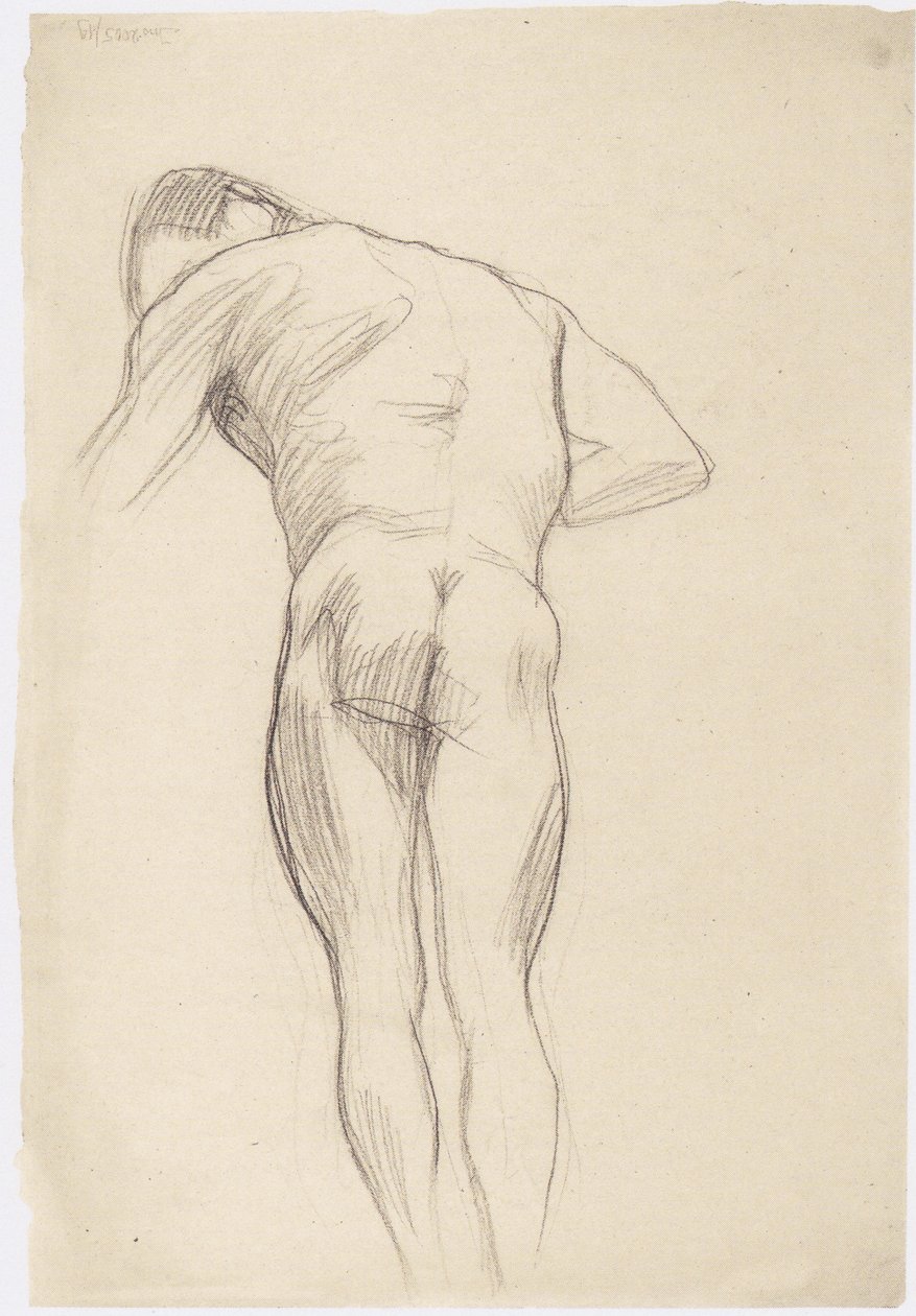 Male Nude Back View Facing Left 2 by Gustav Klimt