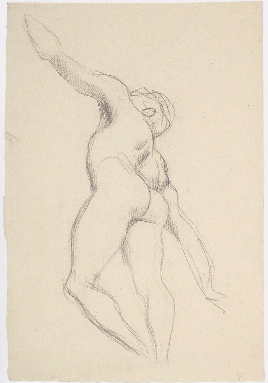 Floating Male Nude in Strong Foreshortening Facing Upwards Left by Gustav Klimt