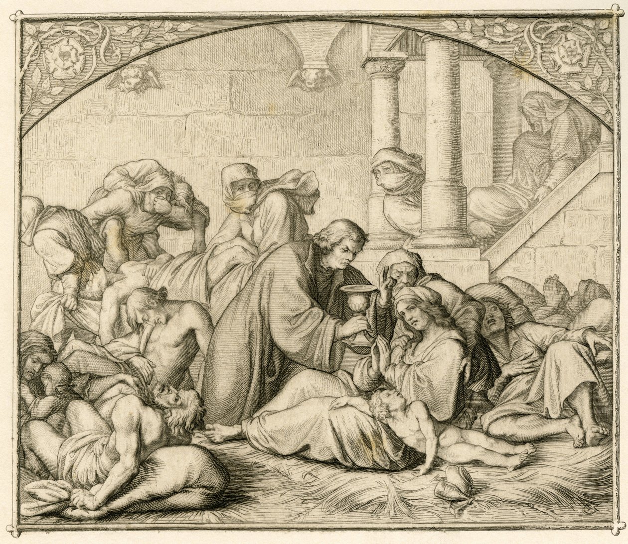Luther with pest sick persons in Wittenberg by Gustav Ferdinand Leopold Konig