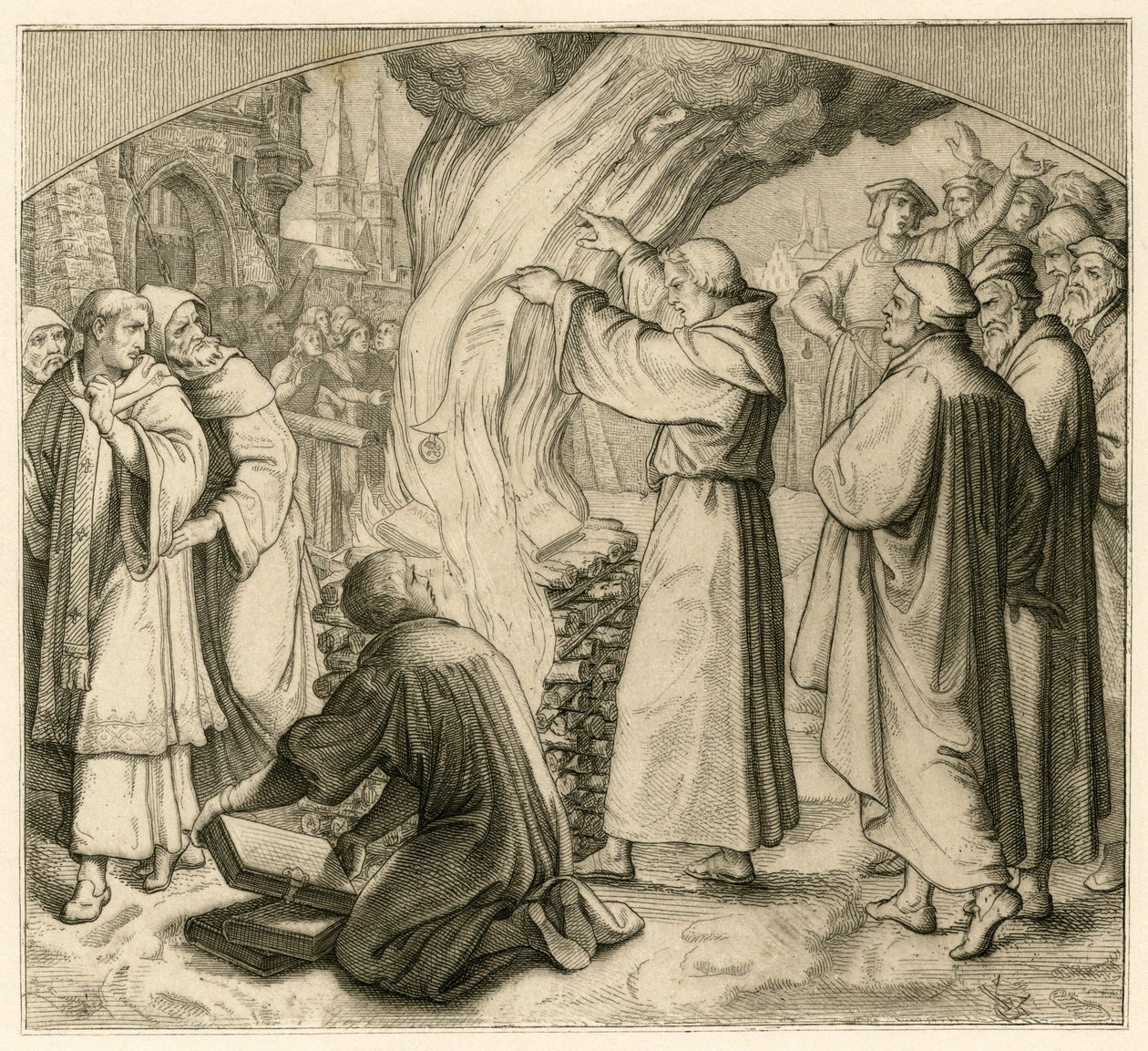 Martin Luther is Burning the Bull of Excommunication by Gustav Ferdinand Leopold Konig