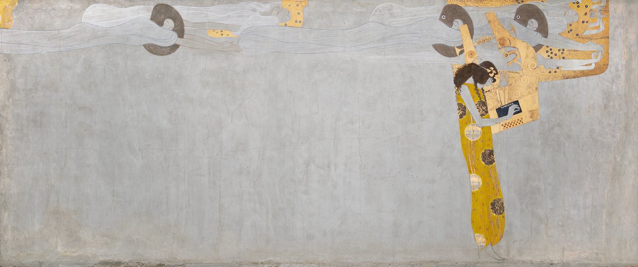 Beethoven Frieze: The Longing for Happiness Finds Peace in Poetry - Panel 7, Right Long Wall by Gustav Klimt