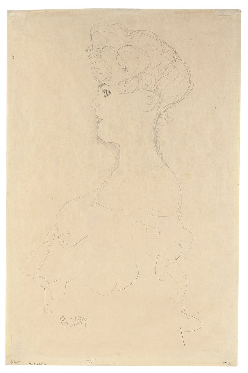 Bust Profile Portrait from the Left by Gustav Klimt