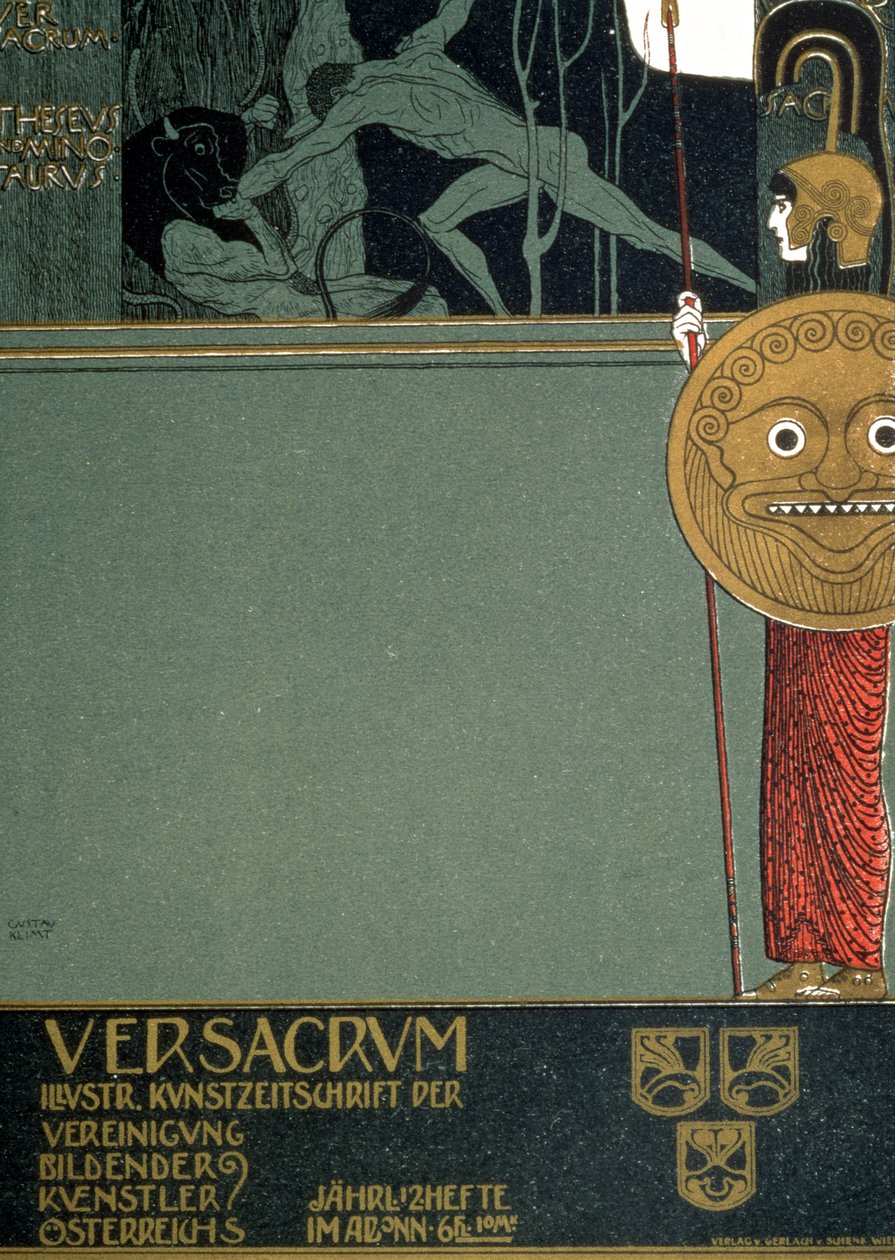 Cover of 'Ver Sacrum', depicting Theseus and the Minotaur, 1898