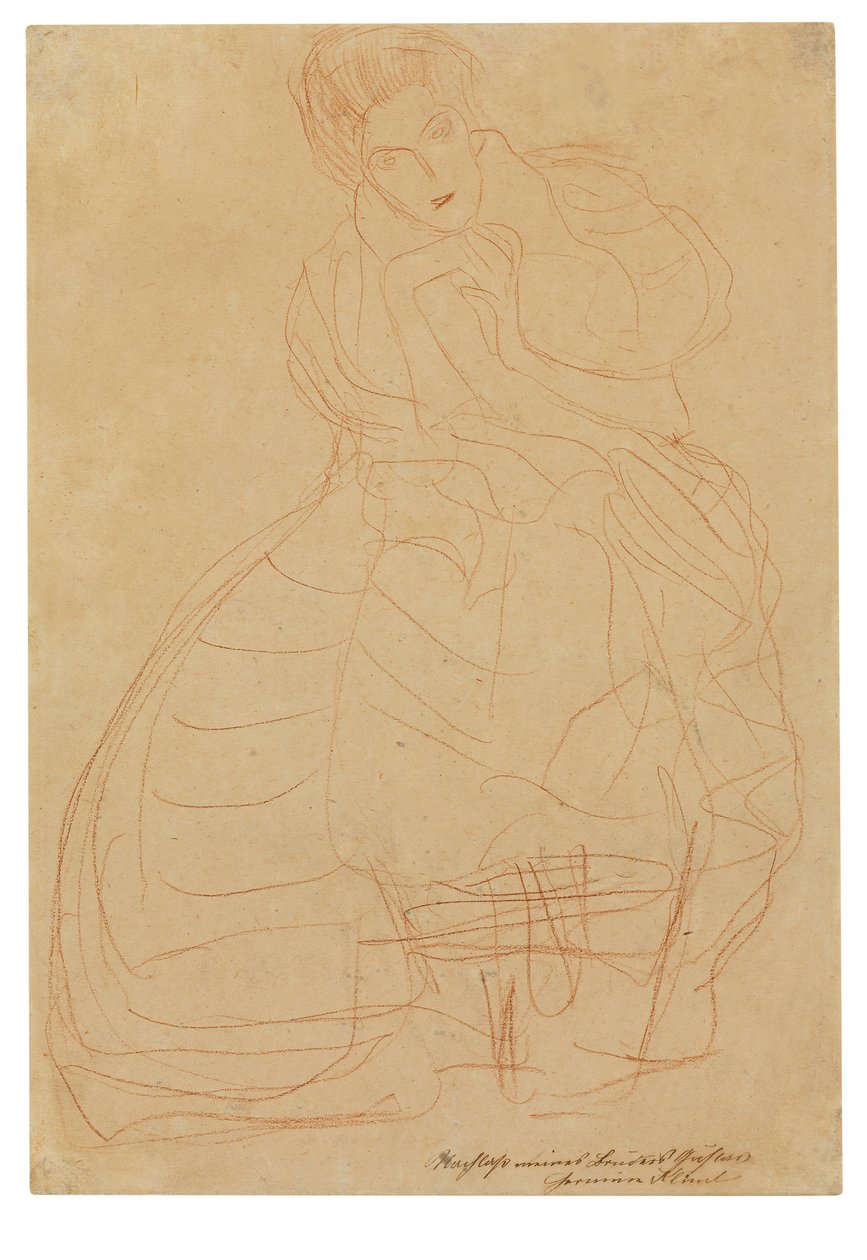 Portrait of Adele Bloch-Bauer. Costume Study with Hands Held in a Horseshoe Shape by Gustav Klimt