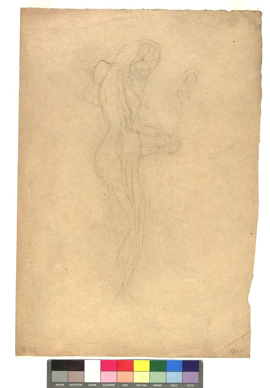Standing Female Nude in Profile Facing Right by Gustav Klimt