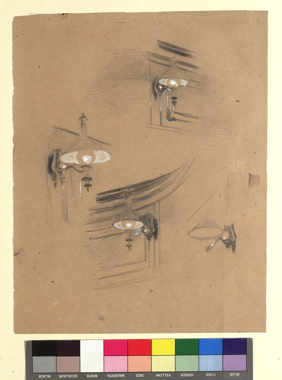 Studies for "Audience Room in the Old Burgtheater": Studies of Four Lamps by Gustav Klimt