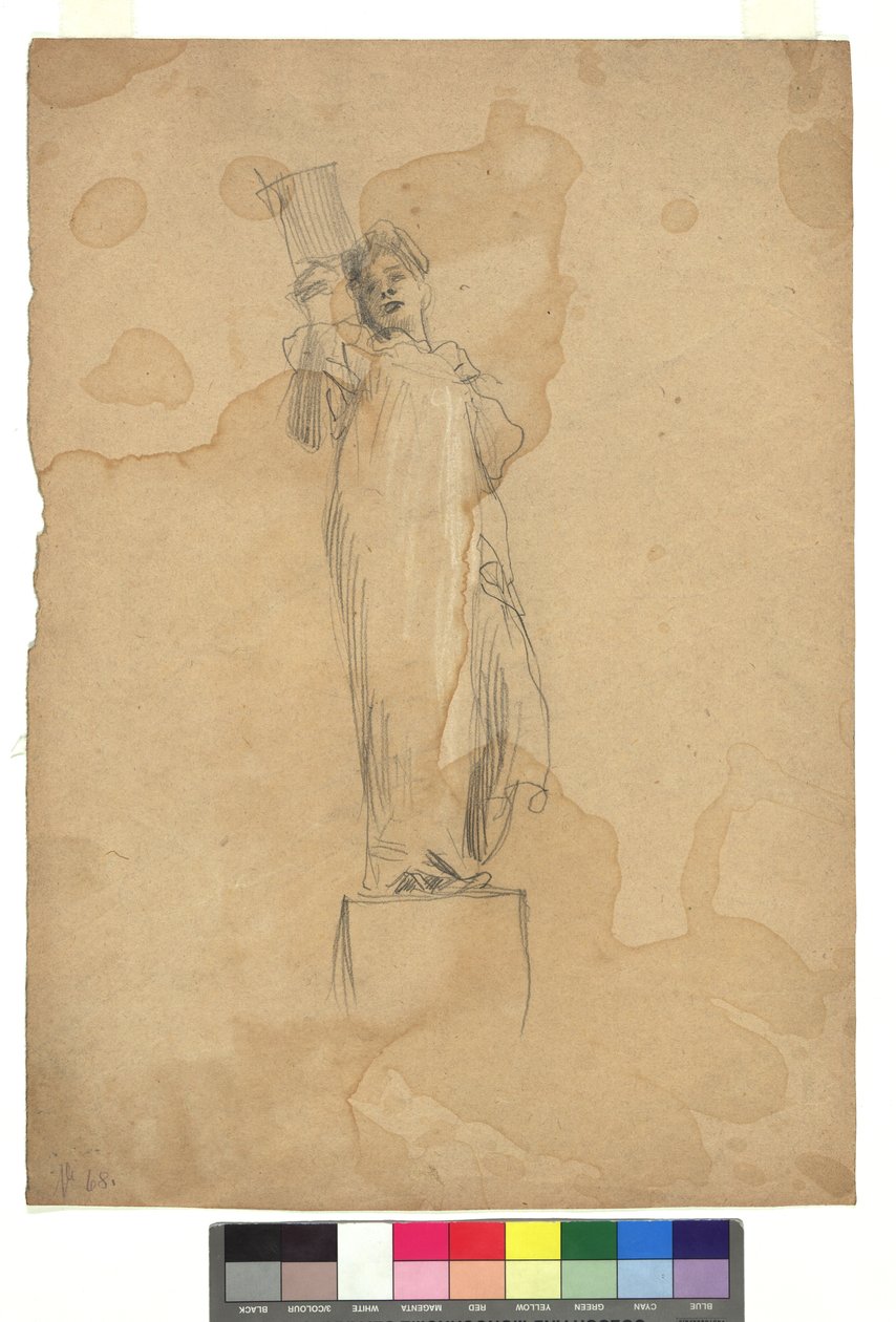 Female Figure on a Pedestal by Gustav Klimt