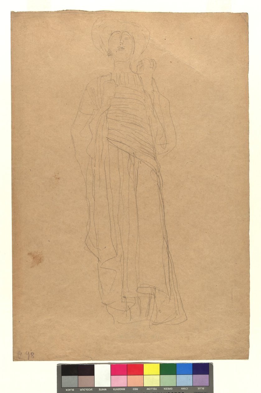 Female Figure in Long Draped Garment by Gustav Klimt