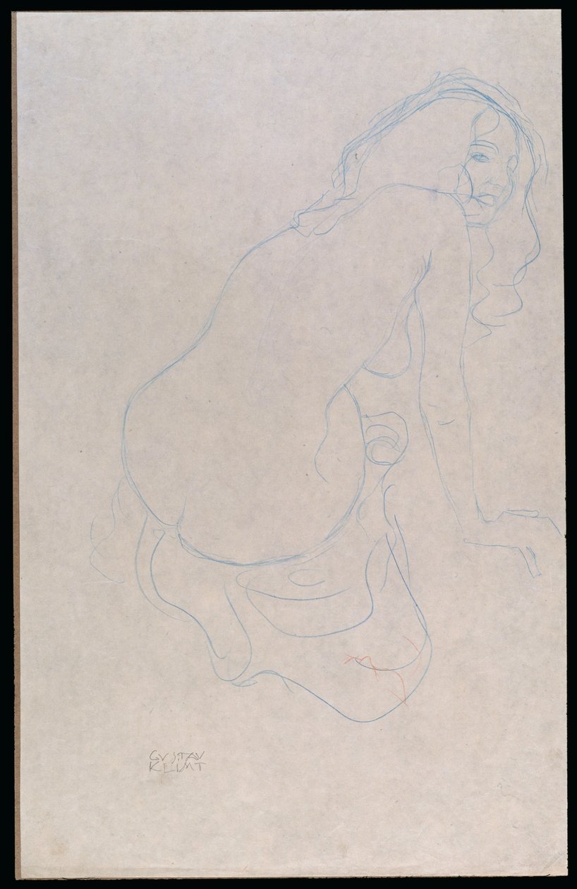 Woman Leaning to the Right with Long Hair, c.1910-11 by Gustav Klimt
