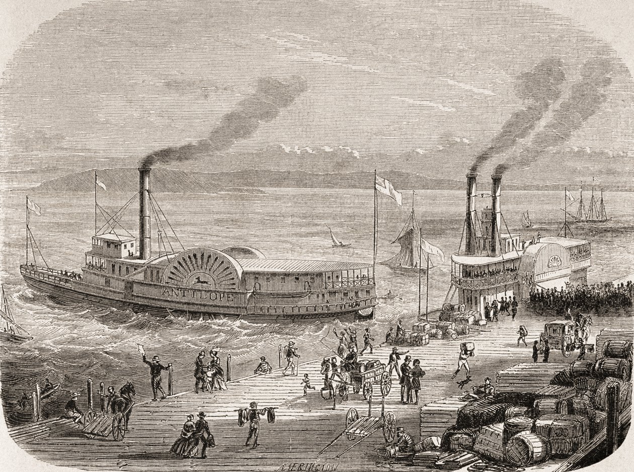 The San Francisco Docks in the 1860s by Gustave Adolphe Chassevent-Bacques