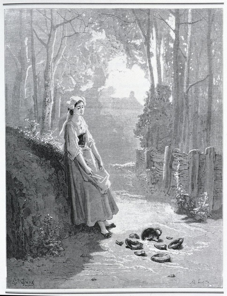 Illustration for The Milkmaid and the Milk Can, from 