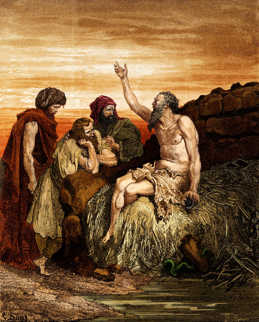 Job and His Friends, engraving by Doré - Bible by Gustave Dore