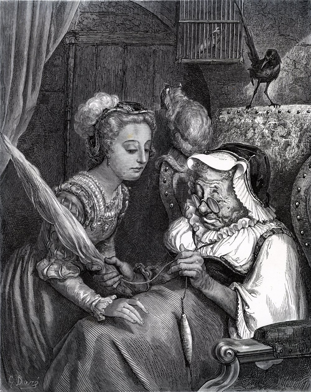 Sleeping Beauty: Princess and Fairy Spite in Turret by Gustave Dore