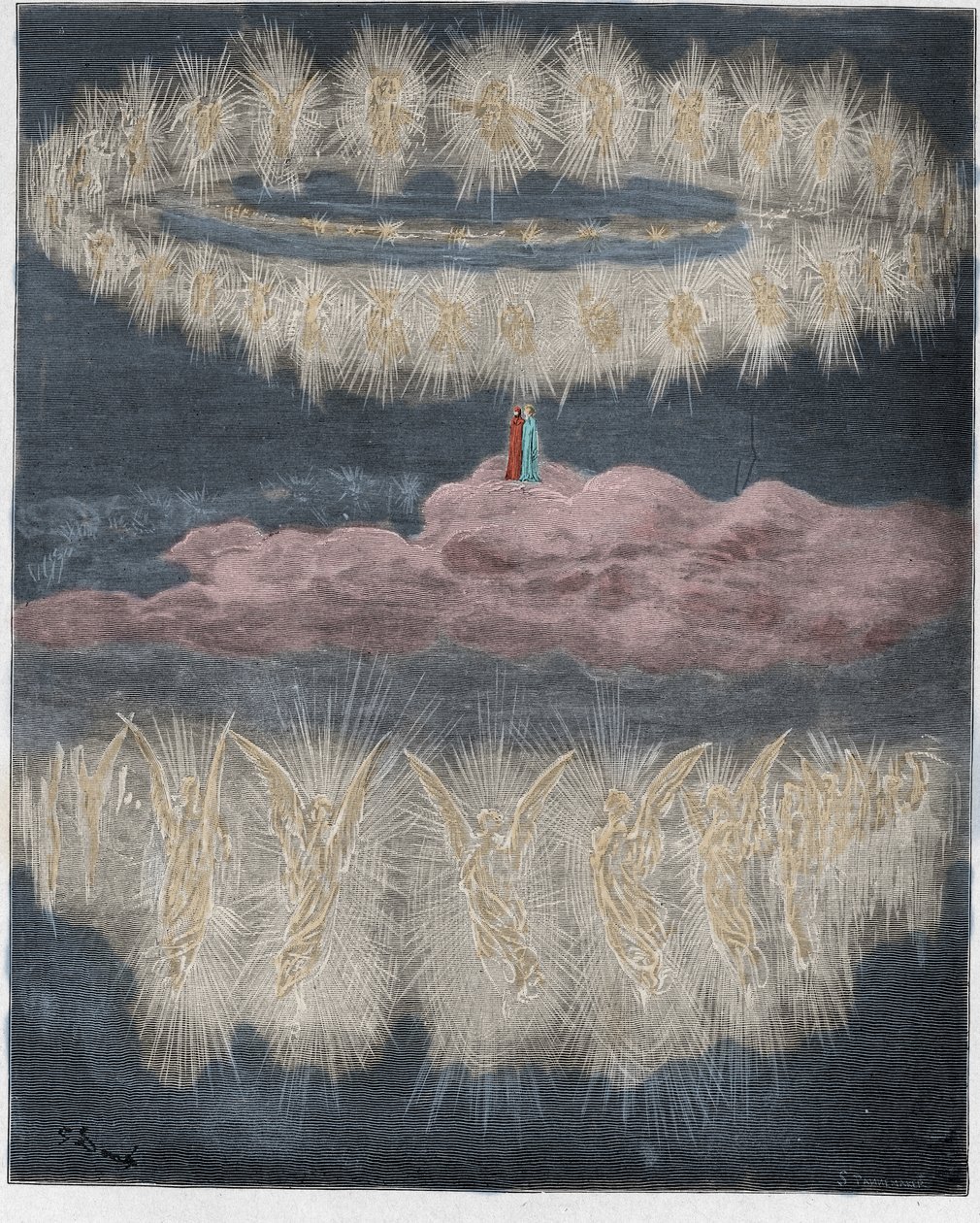 Paradiso, Canto 12: The rings of glorified souls in the sun (illustration from The Divine Comedy) by Gustave after Dore