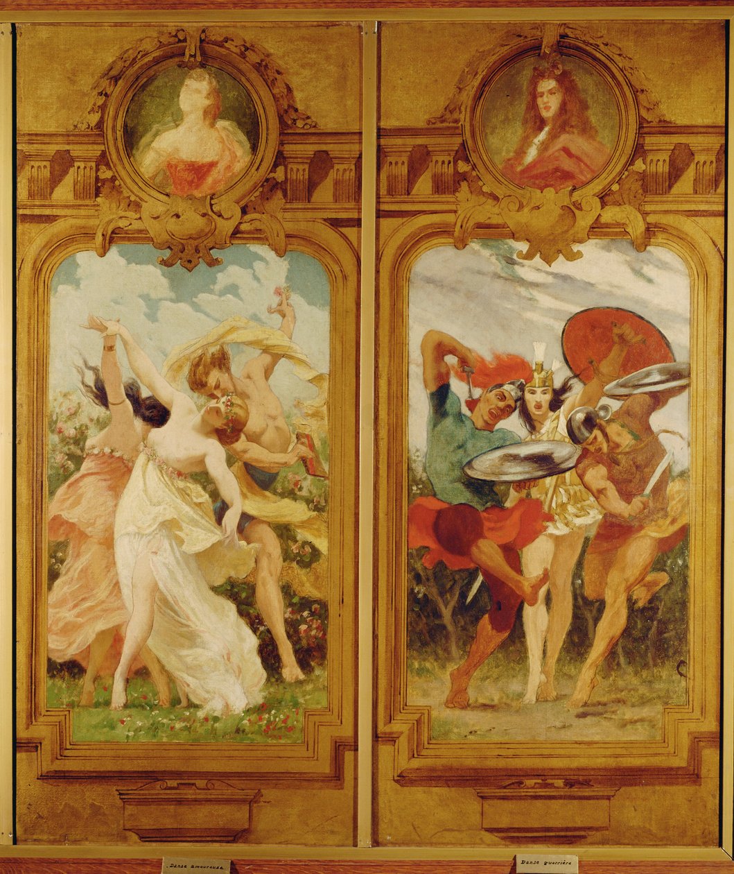 The Foyer de la Danse has four murals by Boulanger showing a Danse amoureuse, a lovers