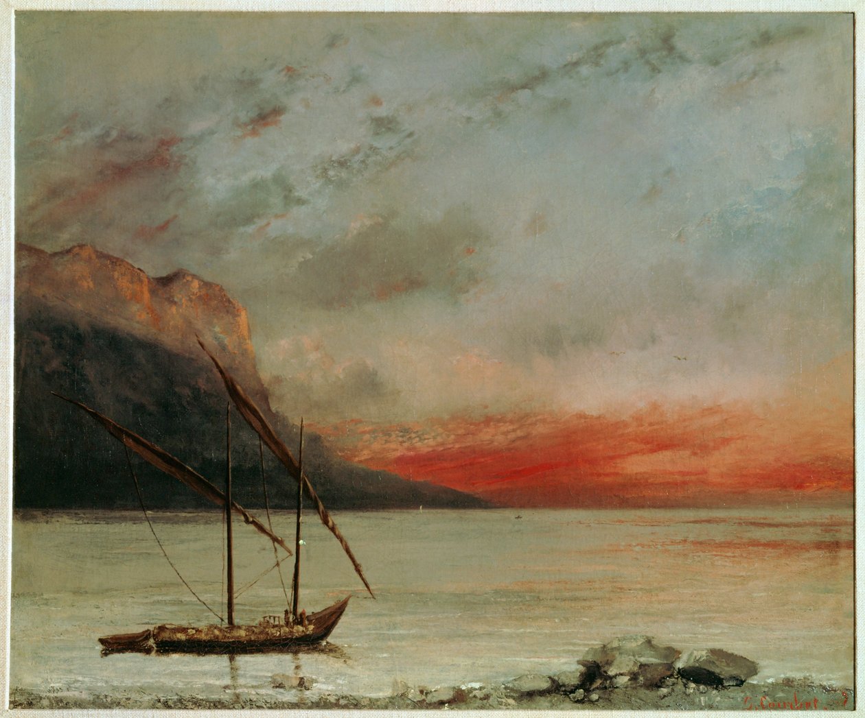 Sunset on Lake Geneva by Gustave Courbet