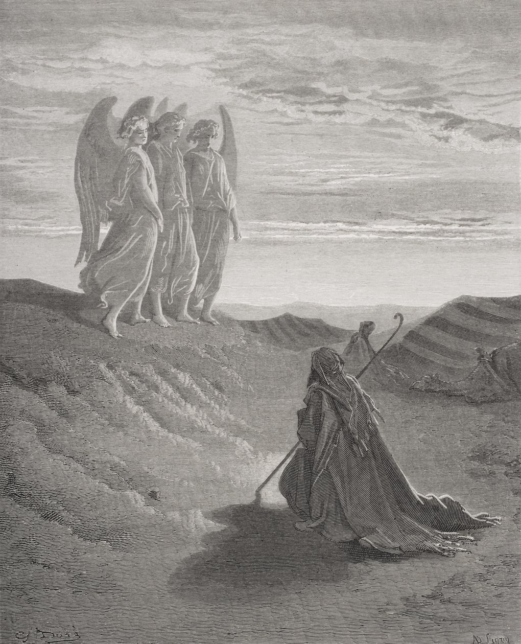 Abraham and the Three Angels, illustration from Dore