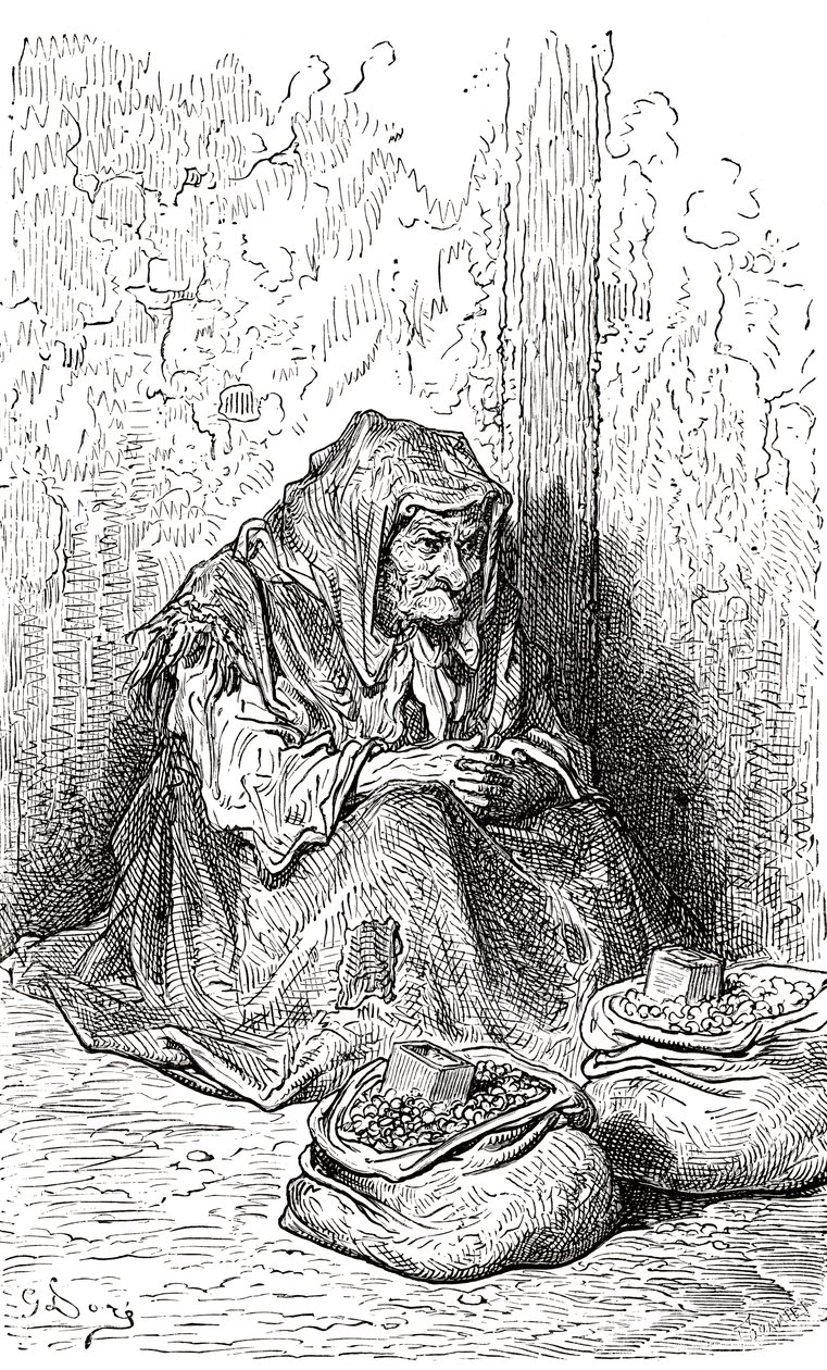 After a Sketch of an Old Spanish Woman by Gustave Dore. From Life and Reminiscences of Gustave Dore, Published 1885. by Gustave Dore