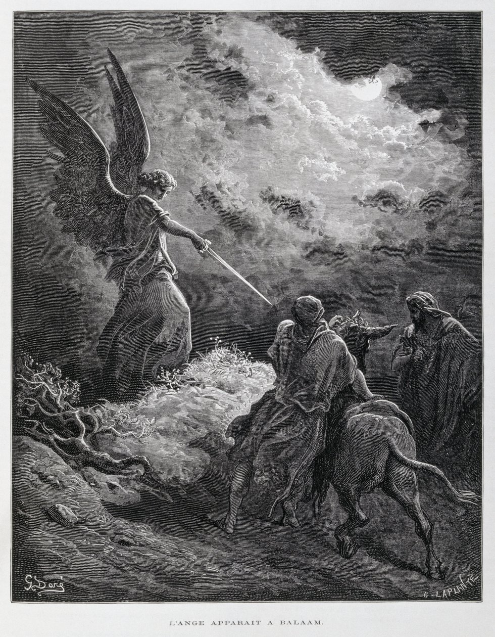 An Angel Met Balaam with a Sword, Illustration from the Dore Bible by Gustave Dore