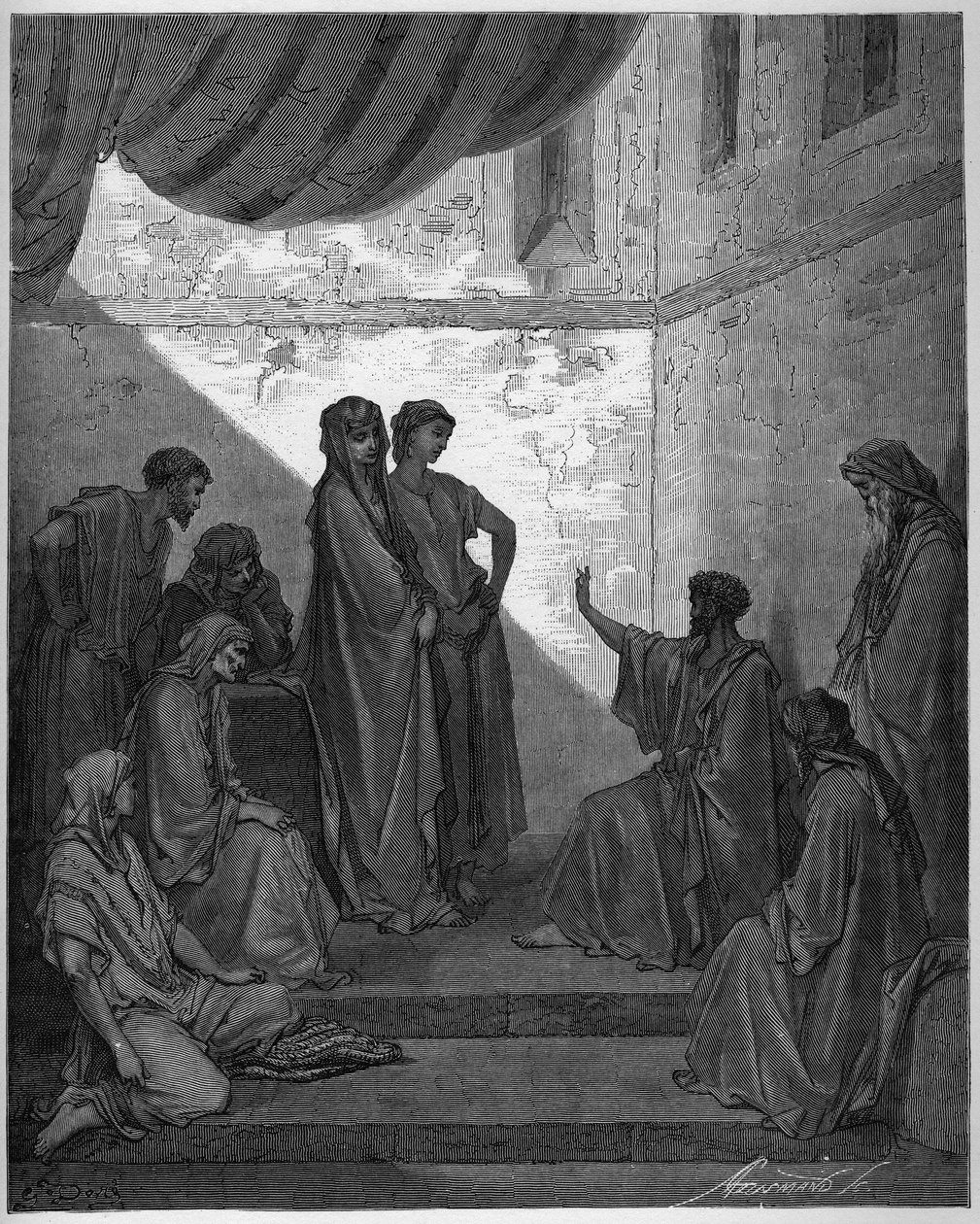 Baptism of Cornelius the Centurion - Cornelius the Centurion receives the faith of Jesus Christ, and is baptized by St. Peter. - Engraving in 
