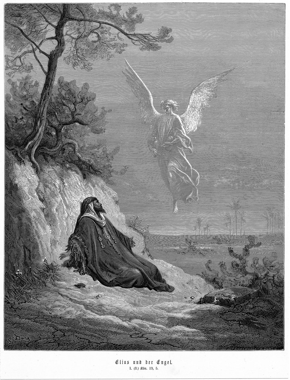 Elijah Goes into Wilderness and Asks to Die, but Angel Comes and Bids Him 
