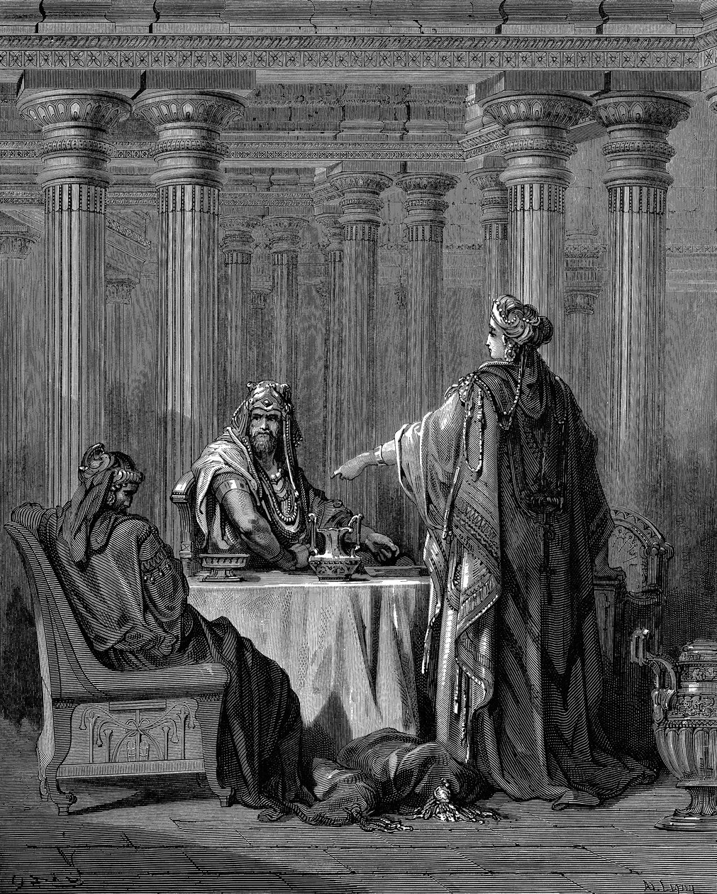 Esther c450 BC before her husband King Ahasuerus Xerxes I of Persia, 1866 by Gustave Dore