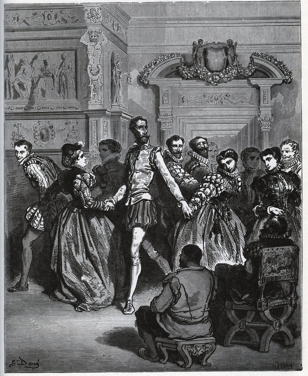 Evening Organized After Don Antonio. Don Quixote Discovers Without Appreciating the Pleasures of Dance - from "Don Quixote de la Mancha" by Miguel Cervantes by Gustave Dore