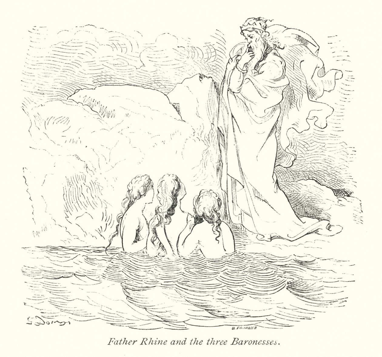 Father Rhine And The Three Baronesses by Gustave Dore