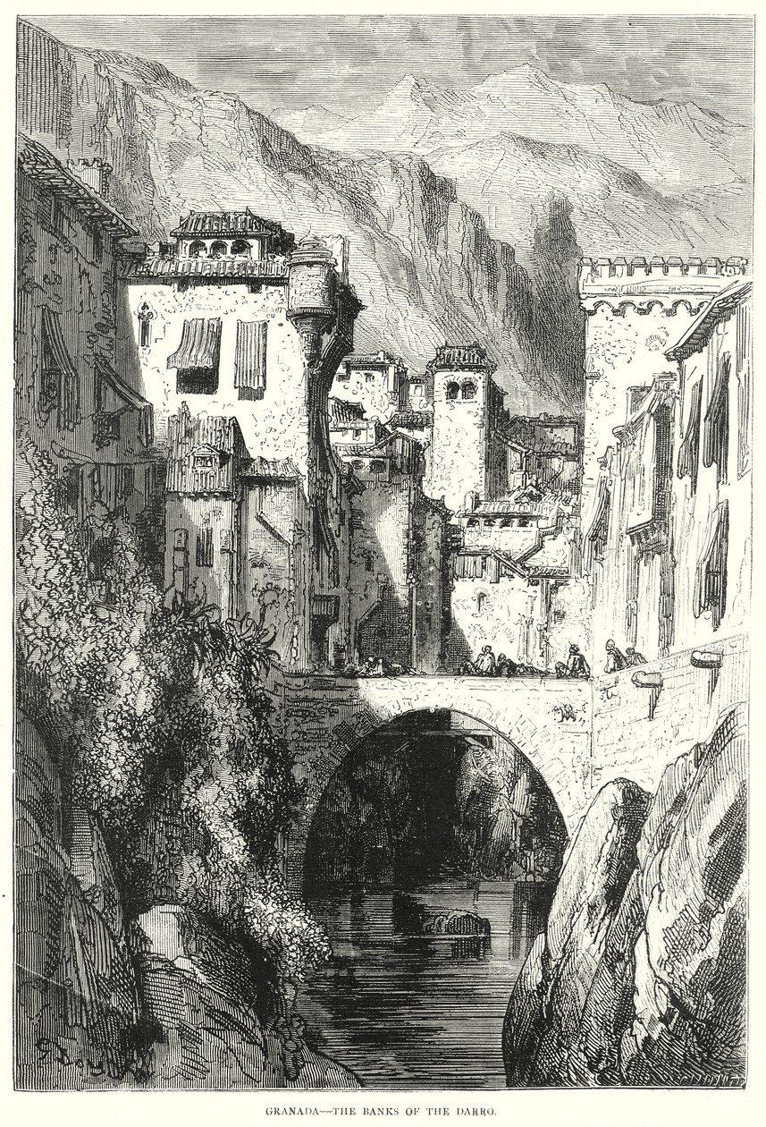 Granada – The Banks of the Darro by Gustave Dore