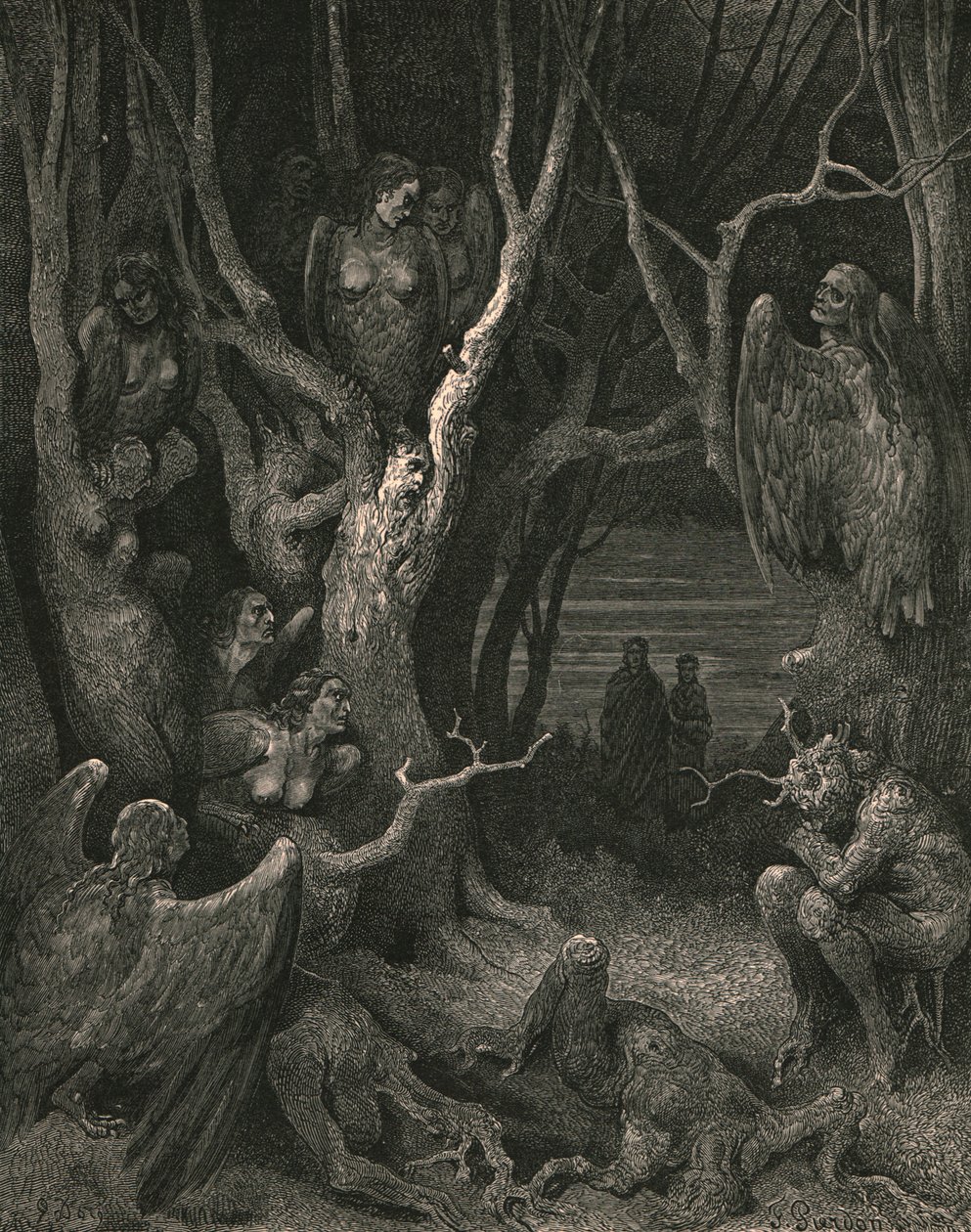 Here the Brute Harpies Make Their Nest by Gustave Dore