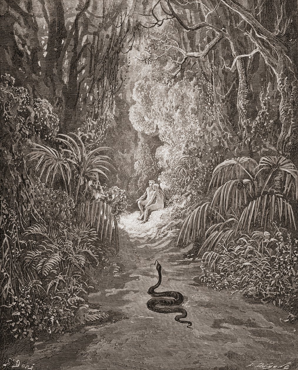 Illustration by Gustave Dore for Paradise Lost by John Milton Book IX lines 434 and 435 by Gustave Dore