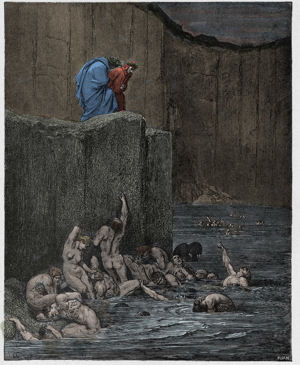 Inferno, Canto 18: Paramours and flatterers in the eighth circle (illustration from The Divine Comedy by Dante Alighieri) by Gustave Dore