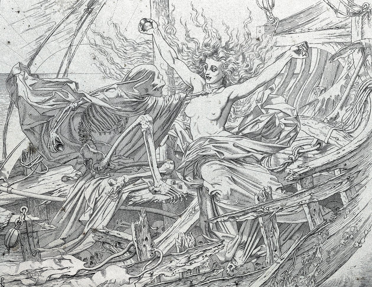 Life and Death draw the destiny of the crew by lot by Gustave Dore
