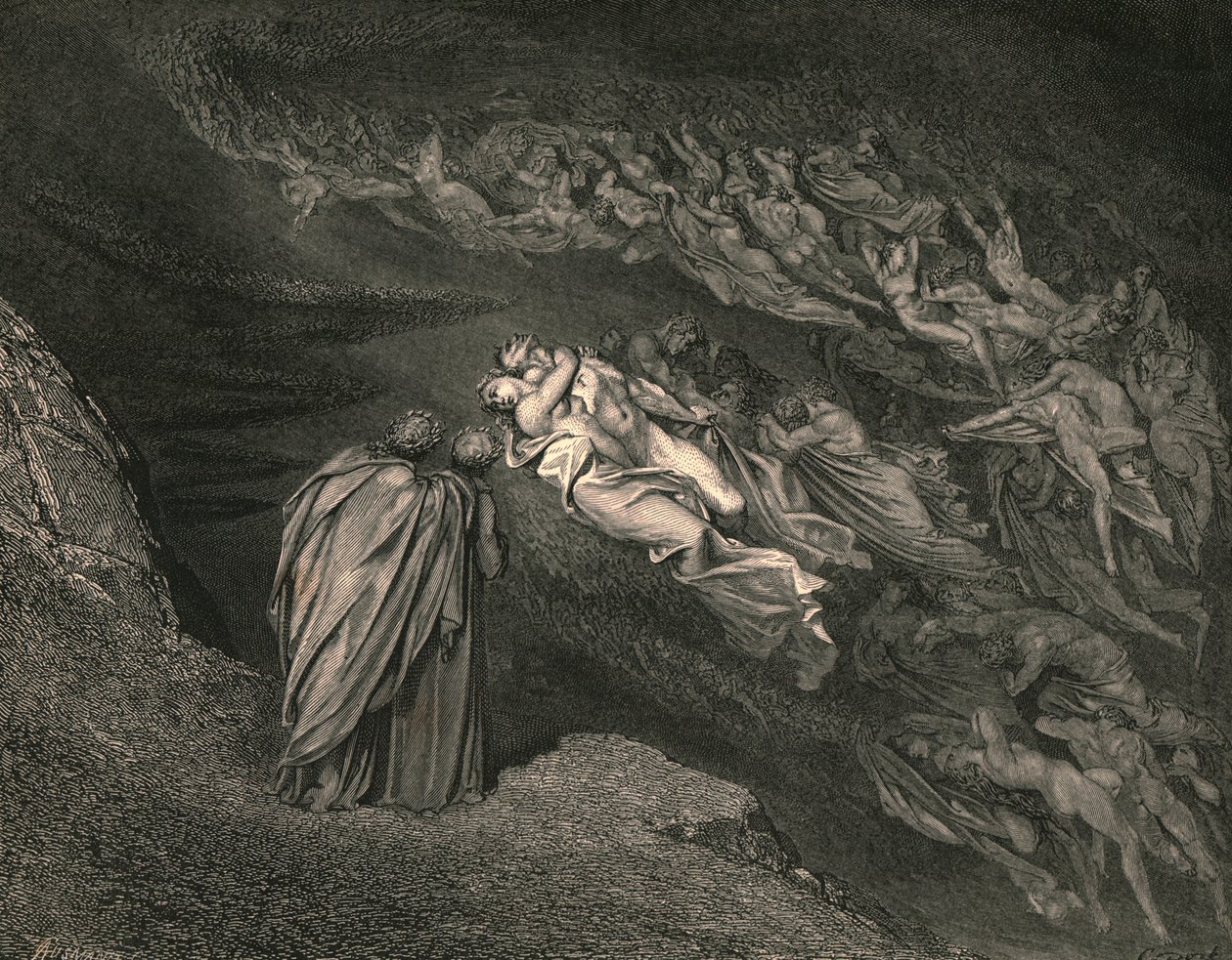 Love brought us to one death: Caina waits the soul, who split our life by Gustave Dore