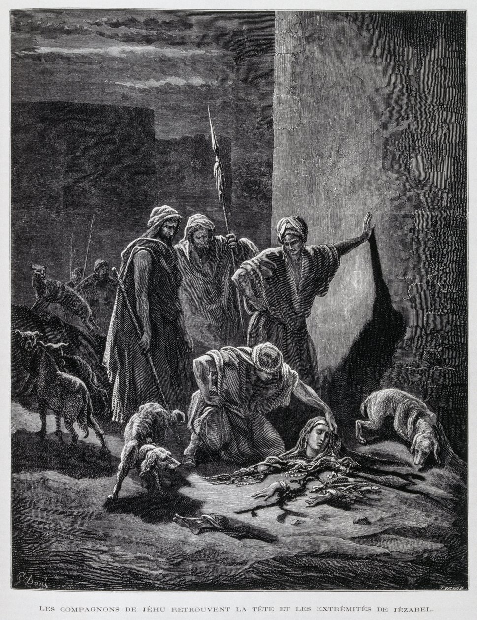 Remains of Queen Jezebel After She Was Thrown from the Palace Windows (Illustration from the Dore Bible) by Gustave Dore