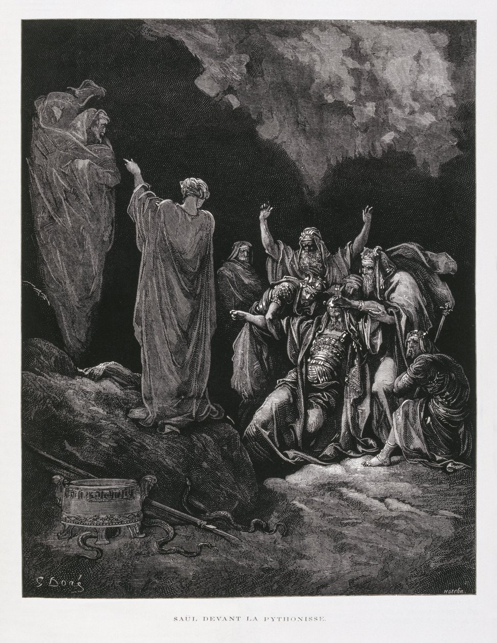 Saul and the Witch of Endor, Illustration from the Dore Bible by Gustave Dore