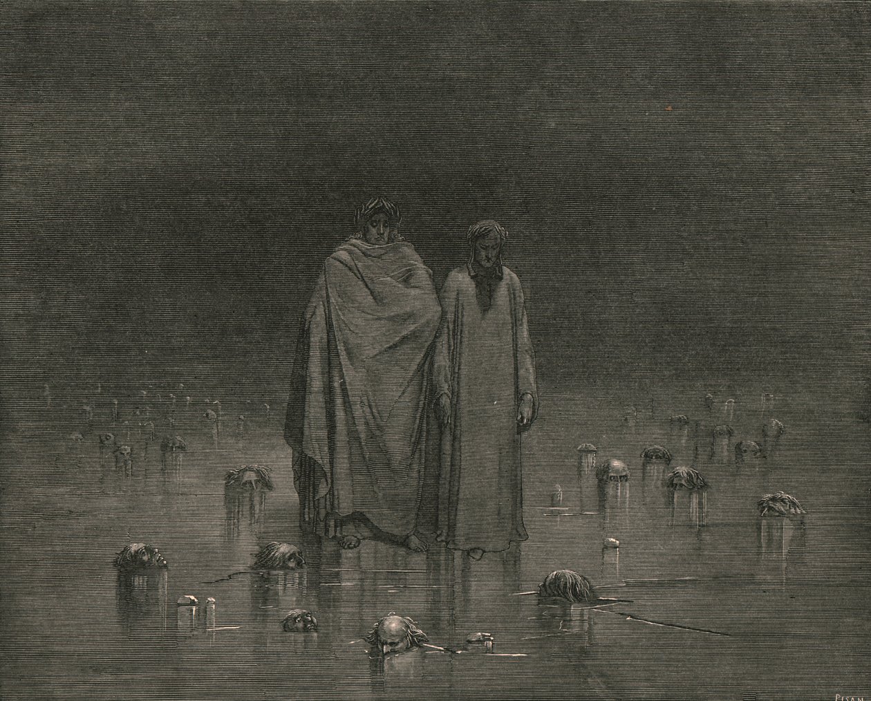 Take good heed, thy soles do tread not on the heads of thy poor brethren, c1890 by Gustave Dore
