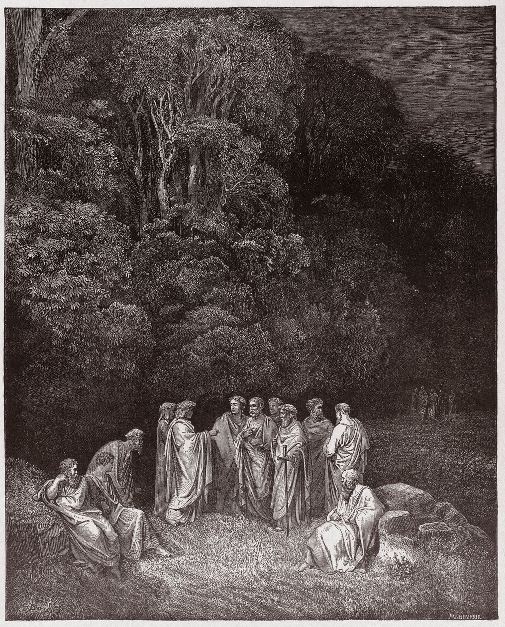The Divine Comedy, Inferno, Canto 4: Homer, the poets, and heroes in Limbo - Illustration by Gustave Dore by Gustave Dore