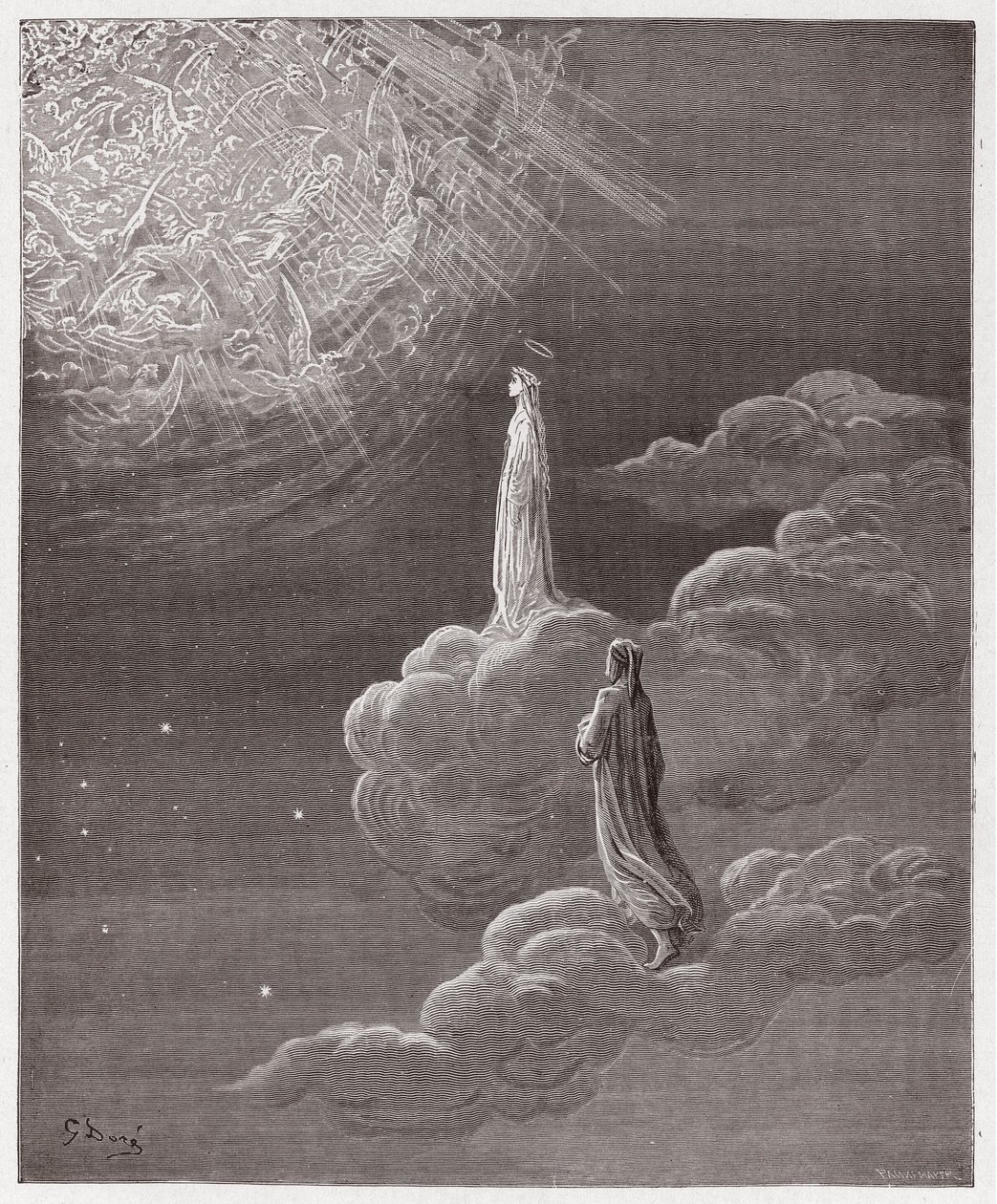 The Divine Comedy, Paradiso, Canto 14: Dante and Beatrice translated to the sphere of Mars - by Dante Alighieri (1265-1321) - Illustration by Gustave Dore (1832-1883) by Gustave Dore