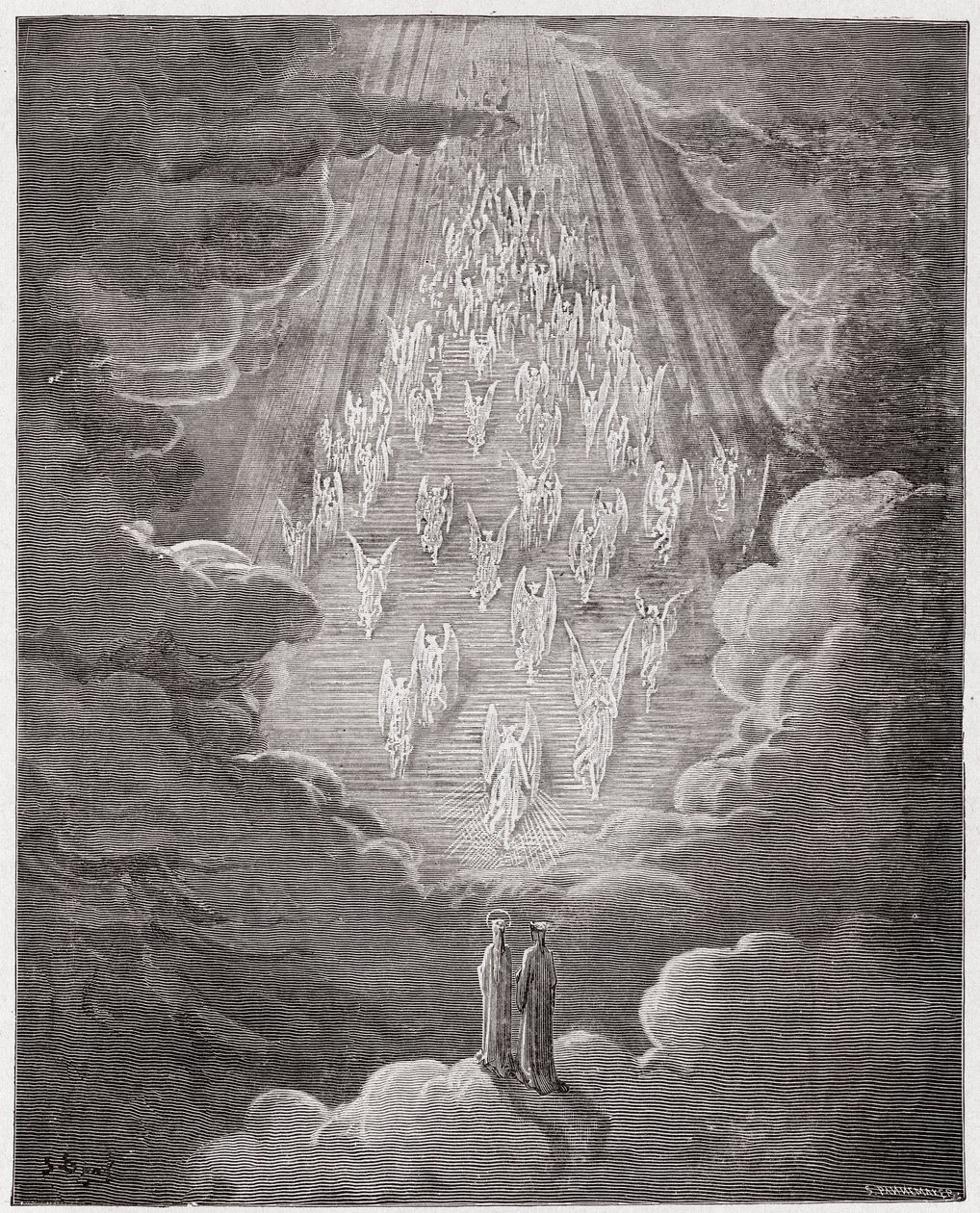 The Divine Comedy, Paradiso, Canto 21: Beatrice and Dante in the sphere of Saturn - Illustration by Gustave Dore by Gustave Dore