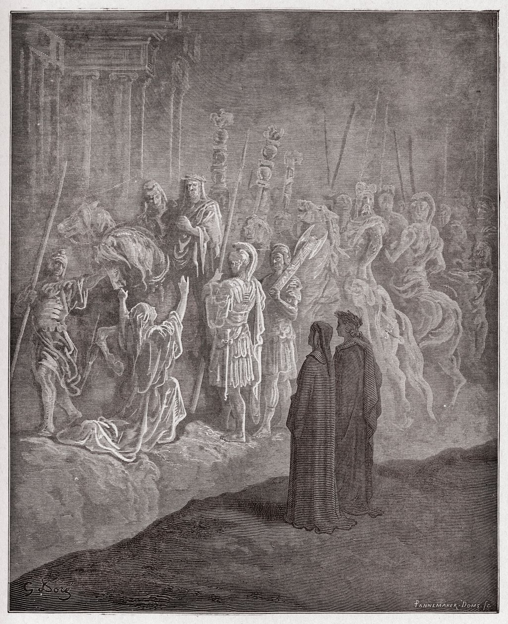 The Divine Comedy, Purgatorio, Canto 10: The marble sculptures portraying pride - by Dante Alighieri - Illustration by Gustave Doré by Gustave Dore