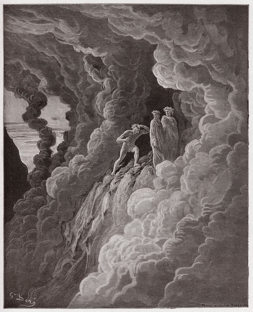 The Divine Comedy, Purgatorio, Canto 16: Marco Lombardo follows the poets through the smoke - by Dante Alighieri - Illustration by Gustave Dore by Gustave Dore