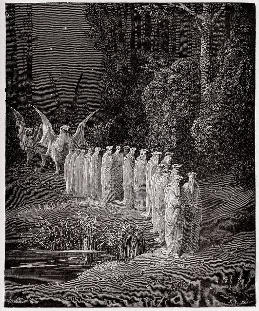 The Divine Comedy, Purgatorio, Canto 29: The 24 Elders in the Apocalyptic Procession - by Dante Alighieri (1265-1321) - Illustration by Gustave Dore (1832-1883) by Gustave Dore