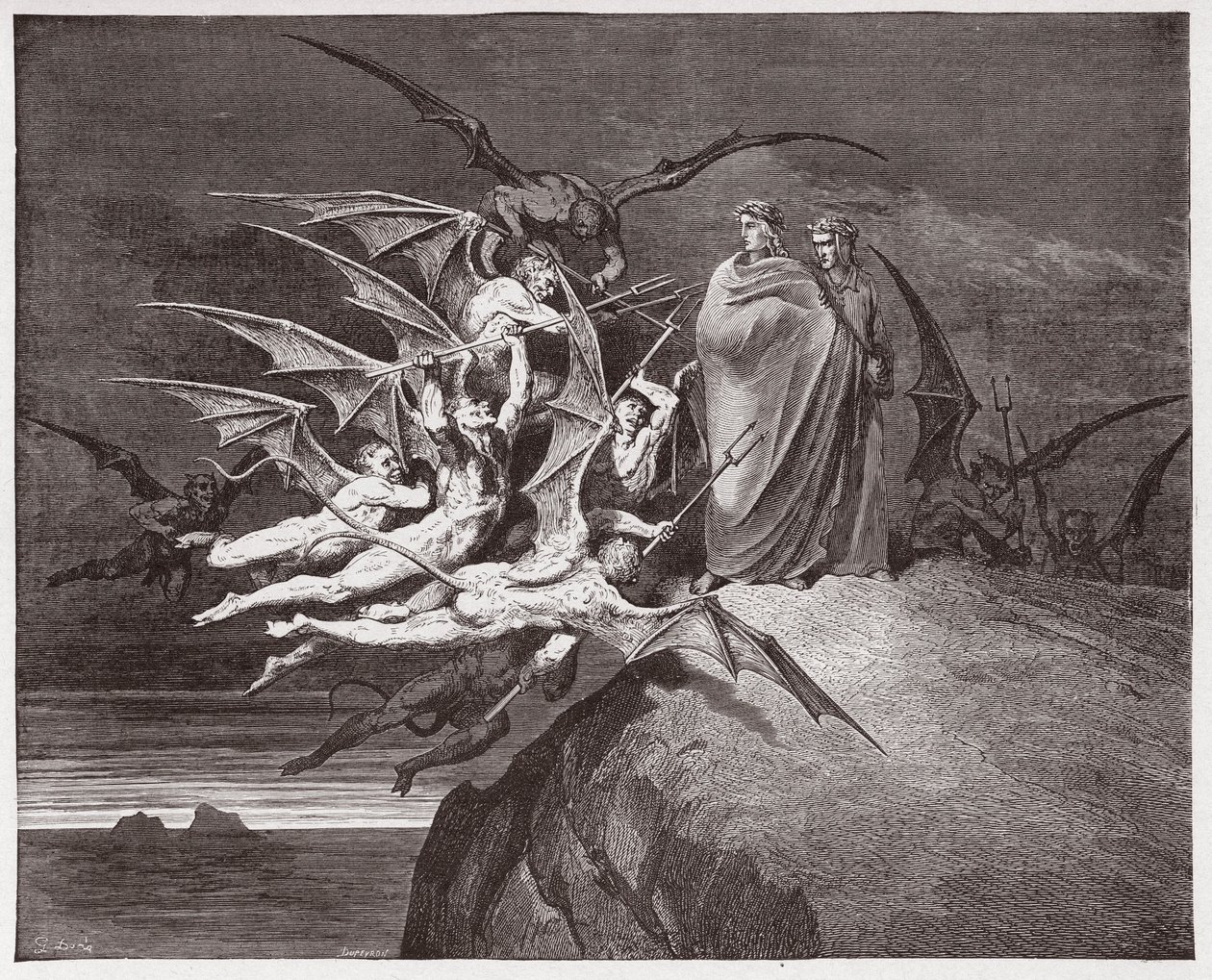 The Divine Comedy, Inferno, Canto 21: The demons threaten Virgil